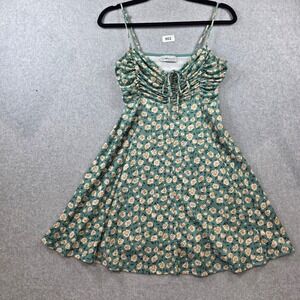 Urban Outfitters Sage Green Floral Ruched Mini Dress Womens Medium Sleeveless